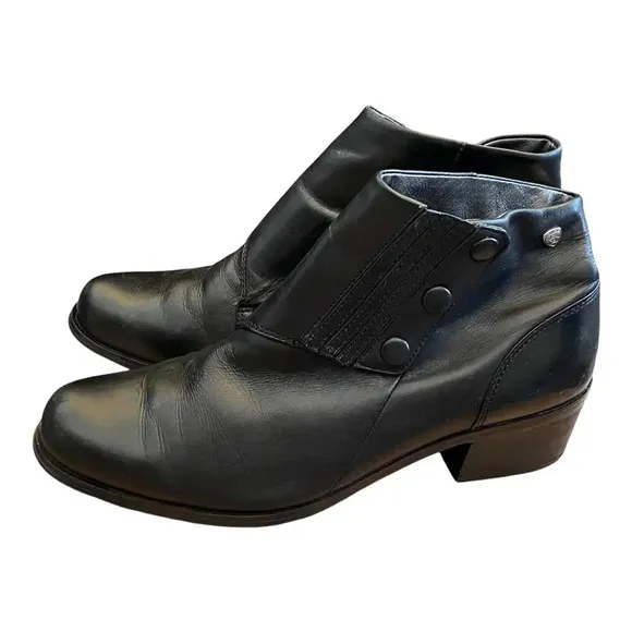 Ariat Side Spat II Snap Womens Size US 8B Ankle Booties Black Leather 96305