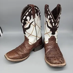 Ariat Western Youth Dakota Dogger Cowboy Boots 10014117 Sz 12.5 White Brown Kids
