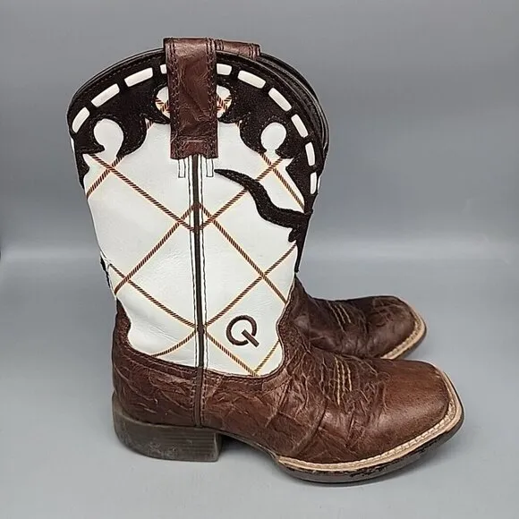 Ariat Western Youth Dakota Dogger Cowboy Boots 10014117 Sz 12.5 White Brown Kids