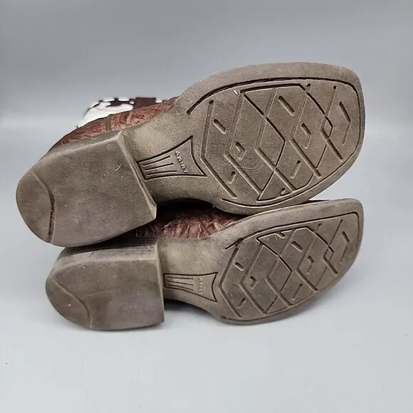 Ariat Western Youth Dakota Dogger Cowboy Boots 10014117 Sz 12.5 White Brown Kids