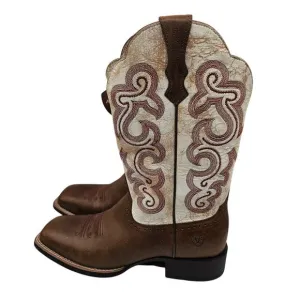 Ariat Women's Quickdraw Sandstorm/Distressed White Western Boots, Size 9.5B NEW