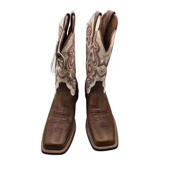 Ariat Women's Quickdraw Sandstorm/Distressed White Western Boots, Size 9.5B NEW