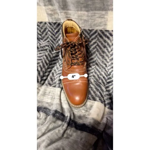 Arkbird Mens Brown Leather Cap Toe Ankle Boots Side Zip Lace Up Size 9
