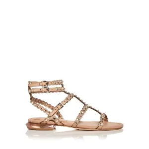 ASH Womens Beige Gem Jewel Heel Sasha Round Toe Sculpted Heel Leather Sandals 36