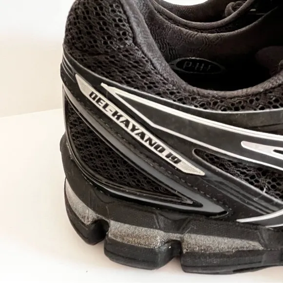 ASICS Gel-Kayano 19 DuoMax Solyte midsole T300N Black Silver Metallic Mens 14