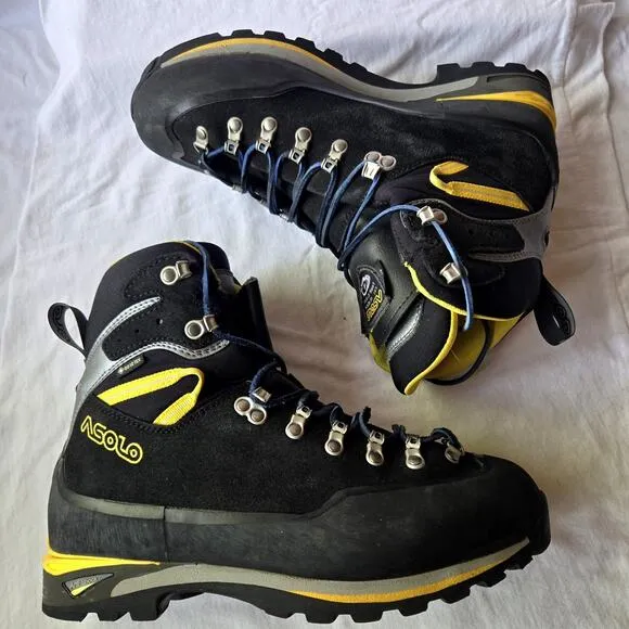 ASOLO Piolet Men's Leather Gore-Tex Trekking Alpine Hiking Boots Black Size 9.5