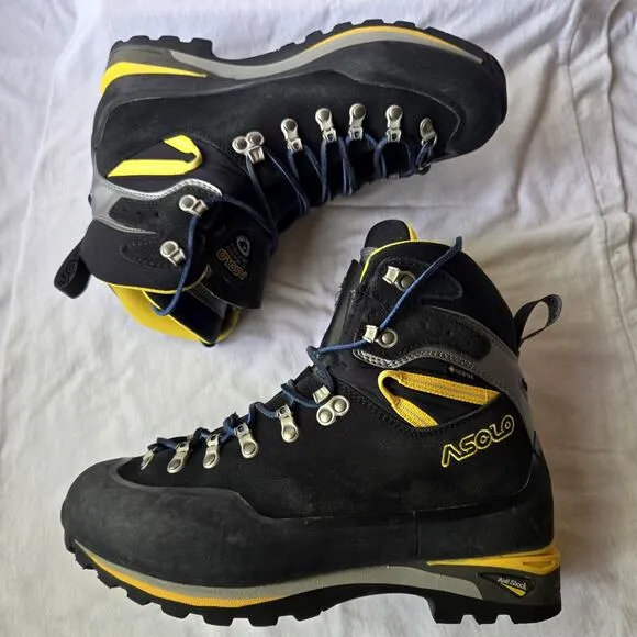 ASOLO Piolet Men's Leather Gore-Tex Trekking Alpine Hiking Boots Black Size 9.5