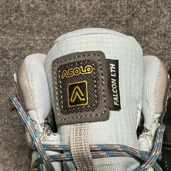 Asolo Womens Falcon LTH GV Hiking Boots Grey Celadon Blue Gore-Tex Size 7 NWT