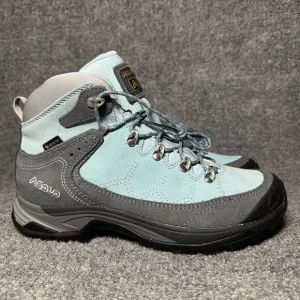 Asolo Womens Falcon LTH GV Hiking Boots Grey Celadon Blue Gore-Tex Size 7 NWT