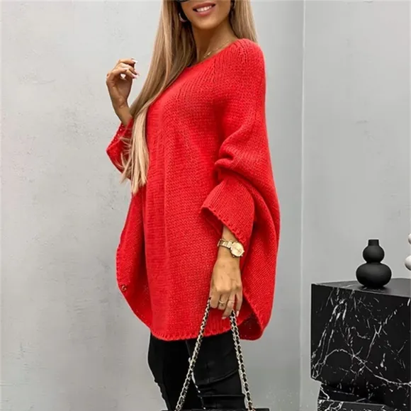 Aspen Batwing Knit Sweater - Red
