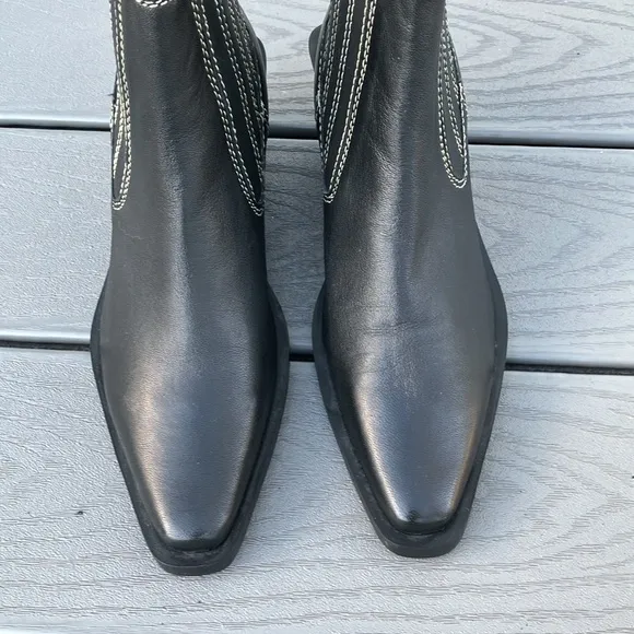 ASRA Western Leather Ankle Boots Black Size 7 NWOT