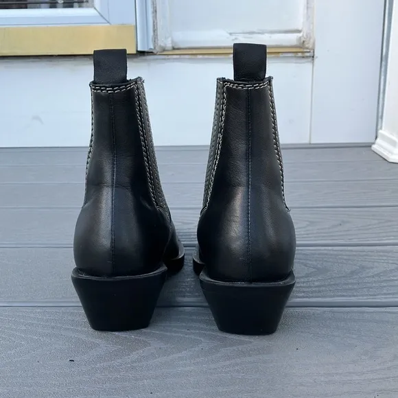 ASRA Western Leather Ankle Boots Black Size 7 NWOT