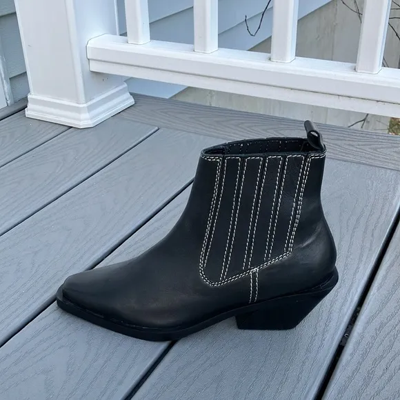 ASRA Western Leather Ankle Boots Black Size 7 NWOT