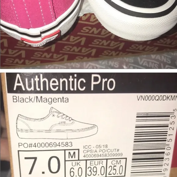 👧🏻AUTHENTIC PRO ULTRA CUSH HD CANVAS MAGENTA/BLACK WORLD’S #1🛹 BRAND NEW VANS