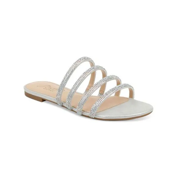 BADGLEY MISCHKA Womens Gray Nigella Ii Round Toe Slip On Slide Sandals 7 M
