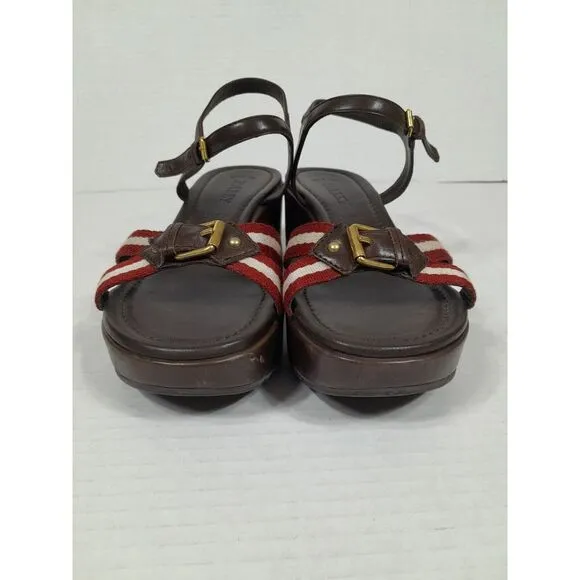 Bally Women's Wedge Platform Sandals, Brown Sz 7‎ Made In Italy