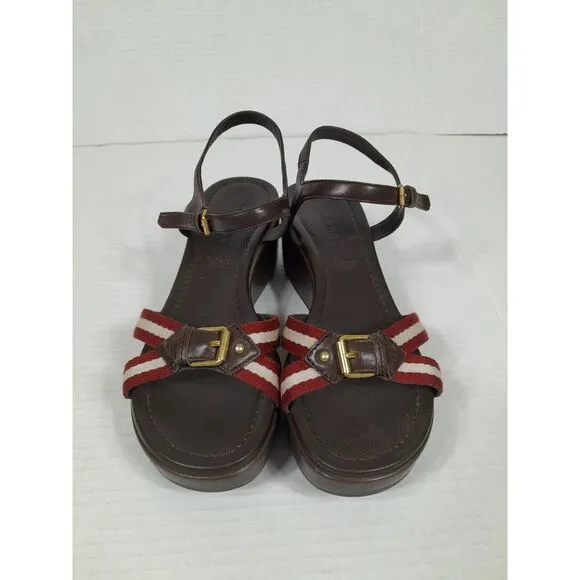 Bally Women's Wedge Platform Sandals, Brown Sz 7‎ Made In Italy