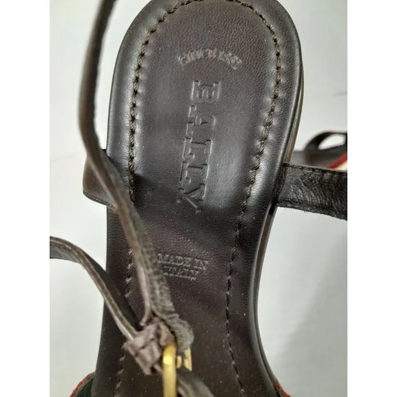 Bally Women's Wedge Platform Sandals, Brown Sz 7‎ Made In Italy