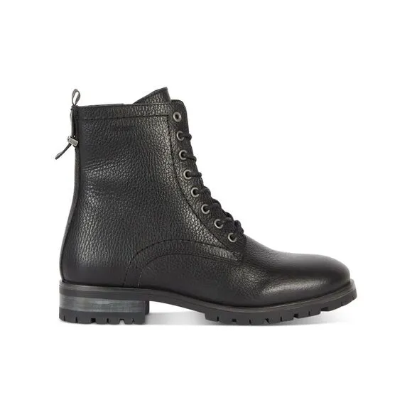 BARBOUR Womens Black Christina Round Toe Block Heel Leather Combat Boots 6