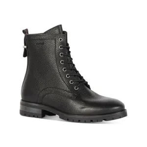 BARBOUR Womens Black Christina Round Toe Block Heel Leather Combat Boots 6