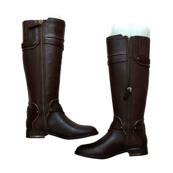 BCBGMAXAZARIA Brown Calf Leather Riding Boots Retail $398 Size 6