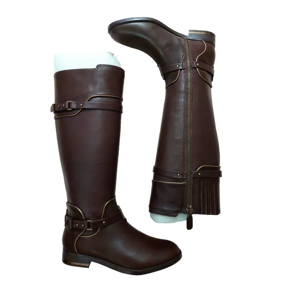 BCBGMAXAZARIA Brown Calf Leather Riding Boots Retail $398 Size 6