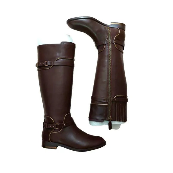BCBGMAXAZARIA Brown Calf Leather Riding Boots Retail $398 Size 6