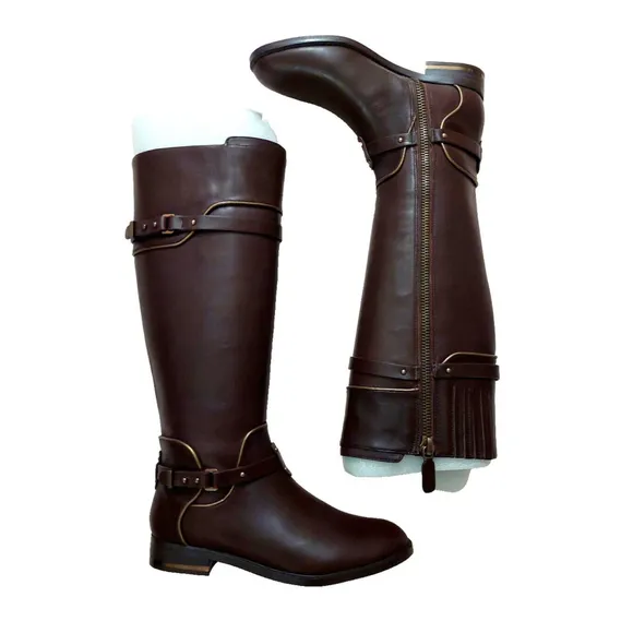 BCBGMAXAZARIA Brown Calf Leather Riding Boots Retail $398 Size 6