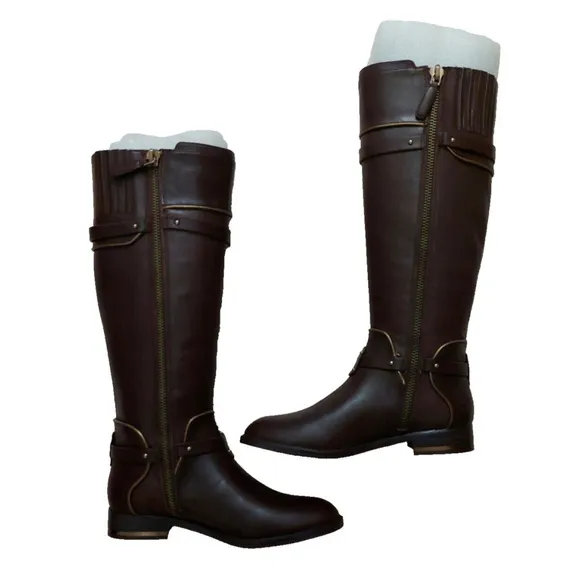 BCBGMAXAZARIA Brown Calf Leather Riding Boots Retail $398 Size 6