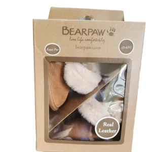 BearPaw Faux Fur Warm Baby Real Leather shoes booties (0-6) brown