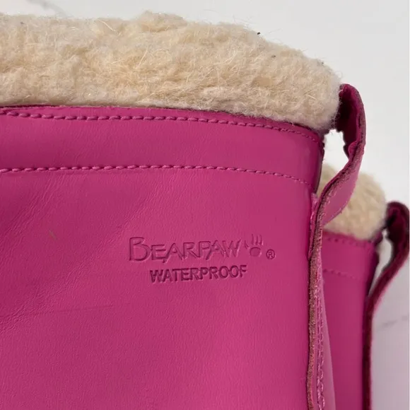 BearPaw | Girls Leather Pink Faux Fur Winter Snow Boots Size 5