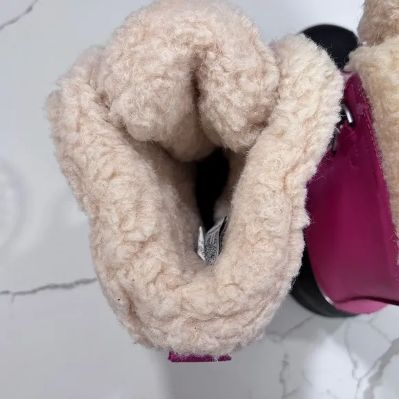 BearPaw | Girls Leather Pink Faux Fur Winter Snow Boots Size 5