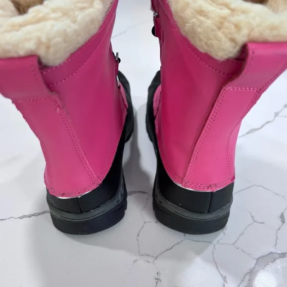 BearPaw | Girls Leather Pink Faux Fur Winter Snow Boots Size 5