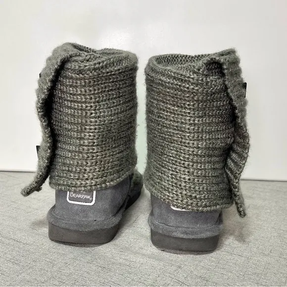 BearPaw Gray Sweater Boot Fall Winter Boots 6