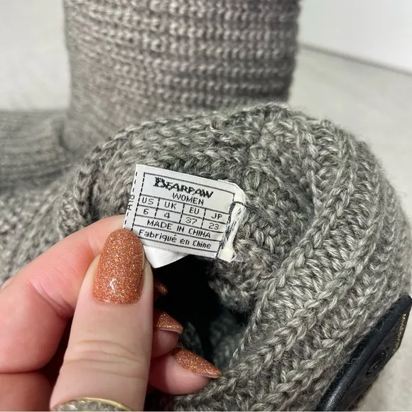 BearPaw Gray Sweater Boot Fall Winter Boots 6