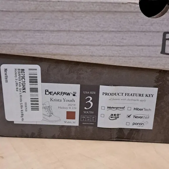 BEARPAW Krista Youth Boots in Hickory Size 3