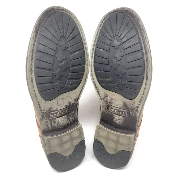 Bed Stu Curtis II Leather Boots Mens 10.5 Casual Round Toe Lace-up Tan Brown