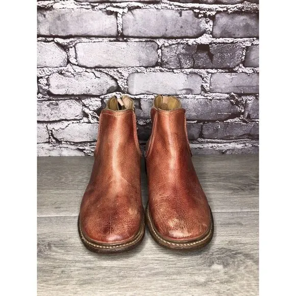 Bed Stu Rust Red Leather Distressed Boho Back Zip Boots Women Sz 8.5M US/39EU