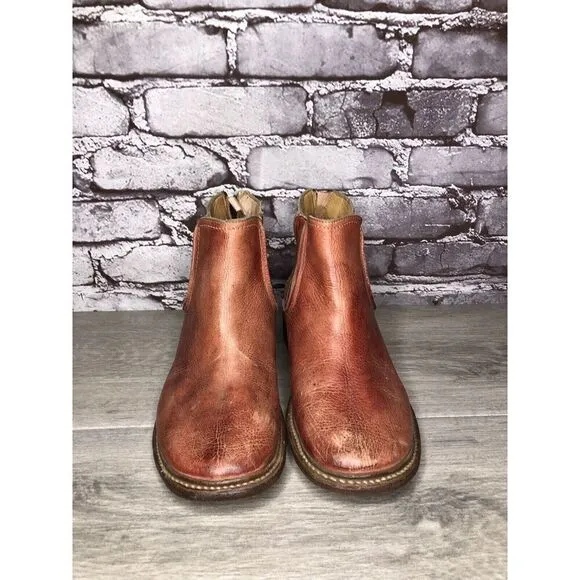 Bed Stu Rust Red Leather Distressed Boho Back Zip Boots Women Sz 8.5M US/39EU