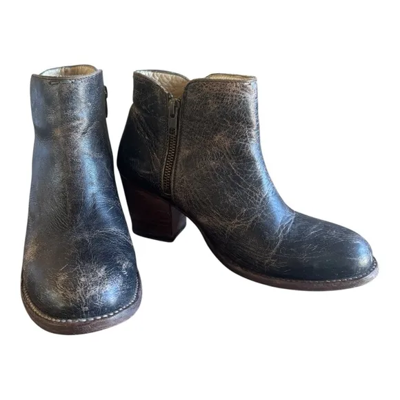 Bed Stu Yell Black Brown Distressed Lux Booties Boot Cobbler Series Women's S…