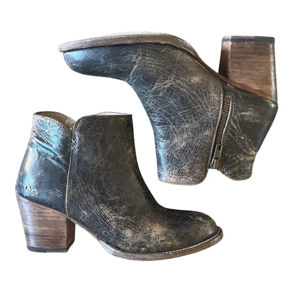 Bed Stu Yell Black Brown Distressed Lux Booties Boot Cobbler Series Women's S…