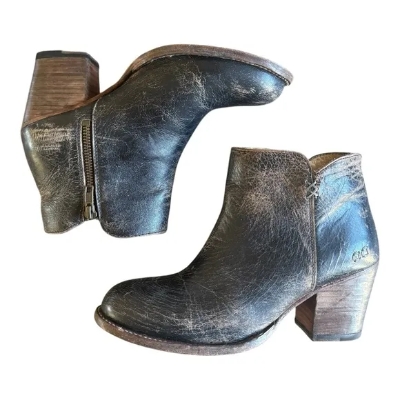 Bed Stu Yell Black Brown Distressed Lux Booties Boot Cobbler Series Women's S…