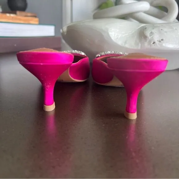 BIBI LOU Pink Satin Mules with Rhinestone Embellishment Size 38