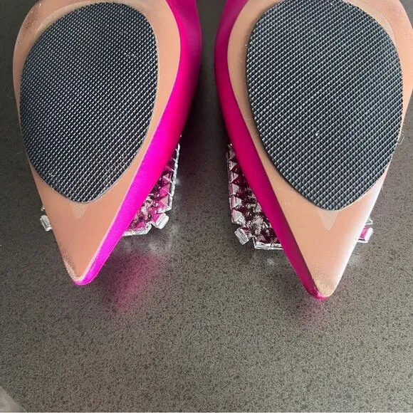 BIBI LOU Pink Satin Mules with Rhinestone Embellishment Size 38