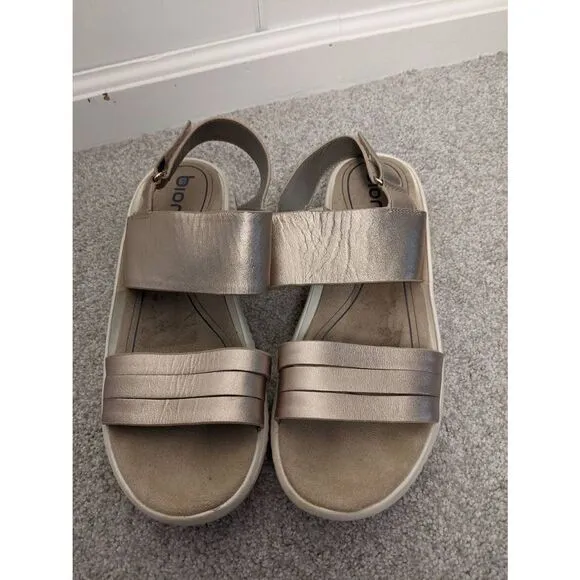 Bionico Women's Slingback Leather Strappy Sandals Gray Size 11M