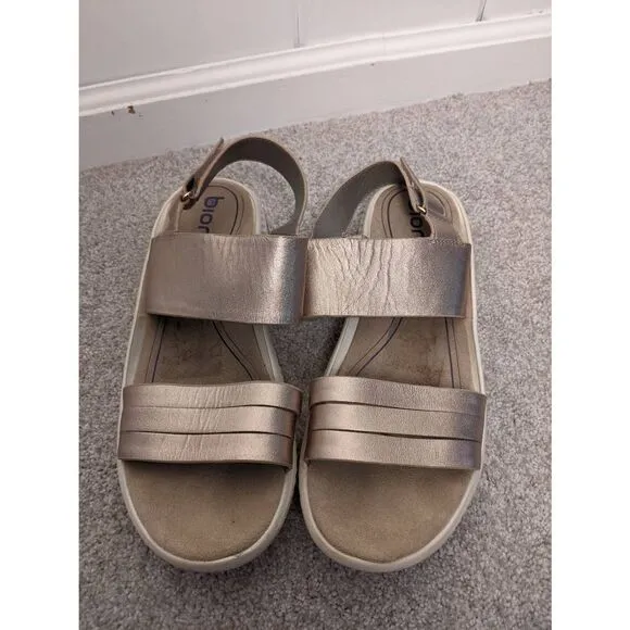 Bionico Women's Slingback Leather Strappy Sandals Gray Size 11M