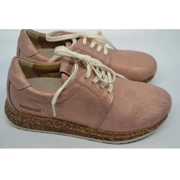 BIRKENSTOCK 1010976 WRIGLEY WOMEN METALLIC ROSE LEATHER SHOES SZ 37 US W 6-6 1/2