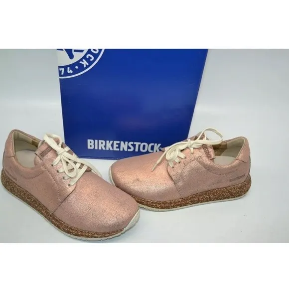 BIRKENSTOCK 1010976 WRIGLEY WOMEN METALLIC ROSE LEATHER SHOES SZ 37 US W 6-6 1/2