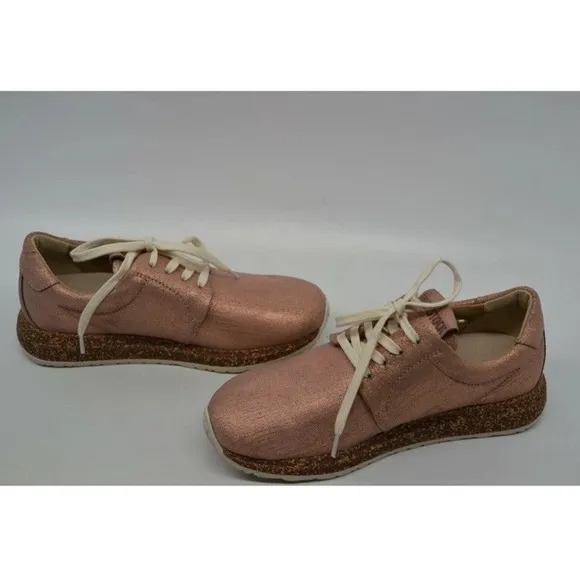 BIRKENSTOCK 1010976 WRIGLEY WOMEN METALLIC ROSE LEATHER SHOES SZ 37 US W 6-6 1/2
