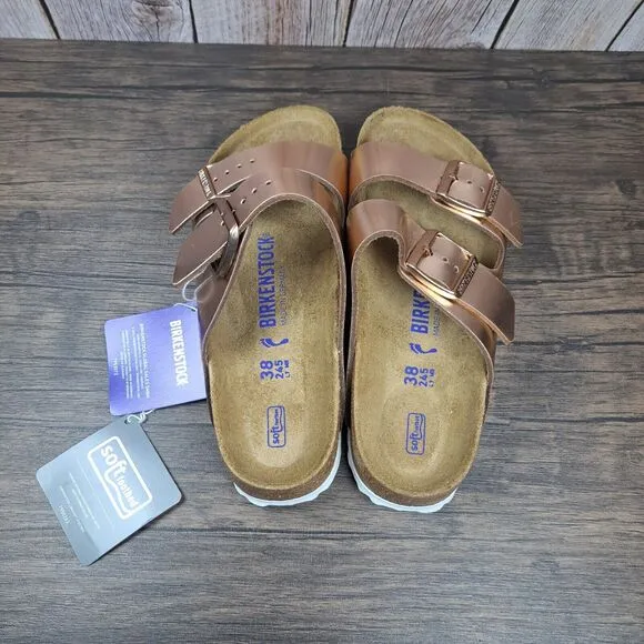 Birkenstock Arizona BS Soft Footbed Metallic Copper Sandals Women's Sz 7 N